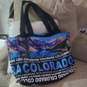 Colorado Rocky Mountains Tote Bag - Blue and Black